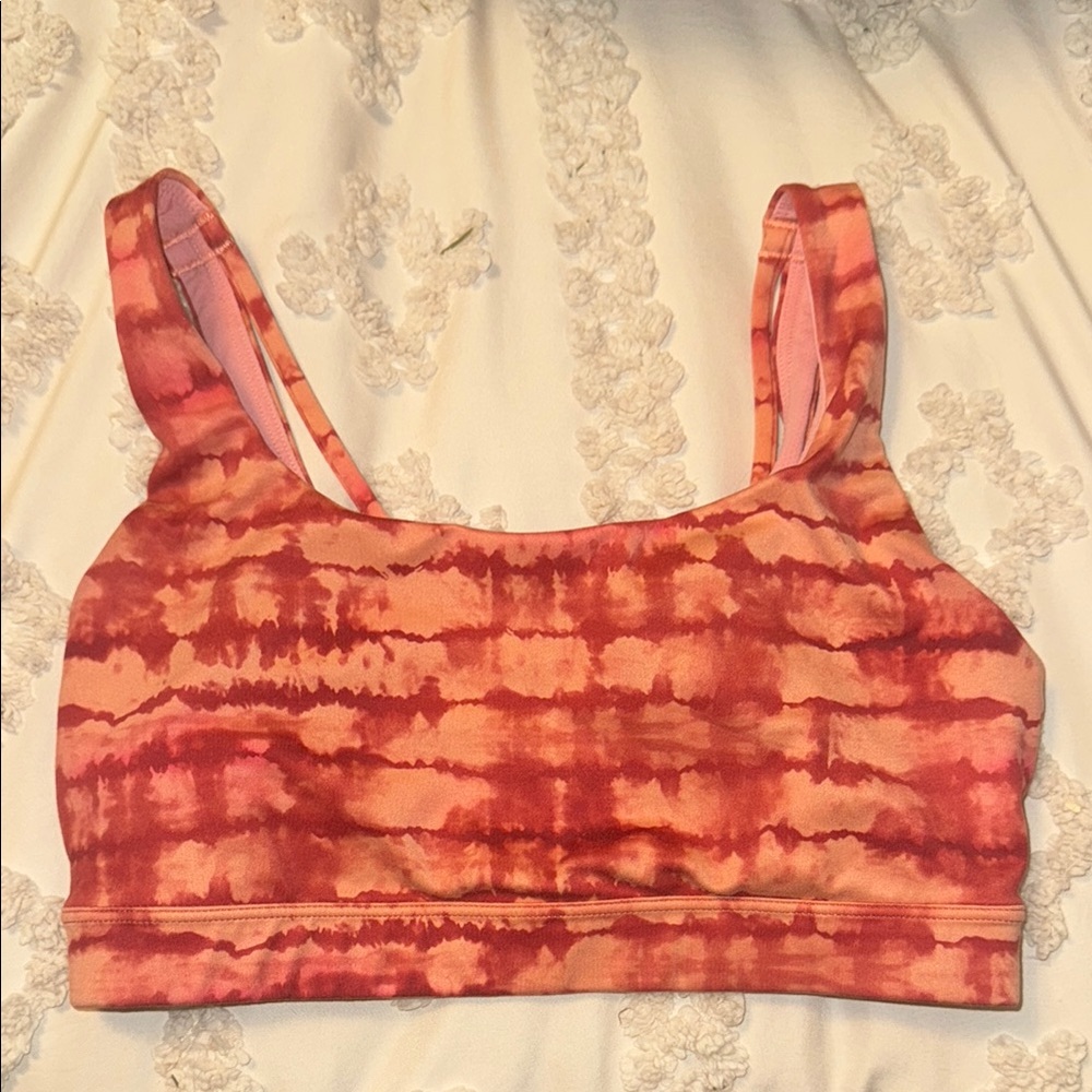 Athleta Tie-Dye Sports Bra - Red and Orange